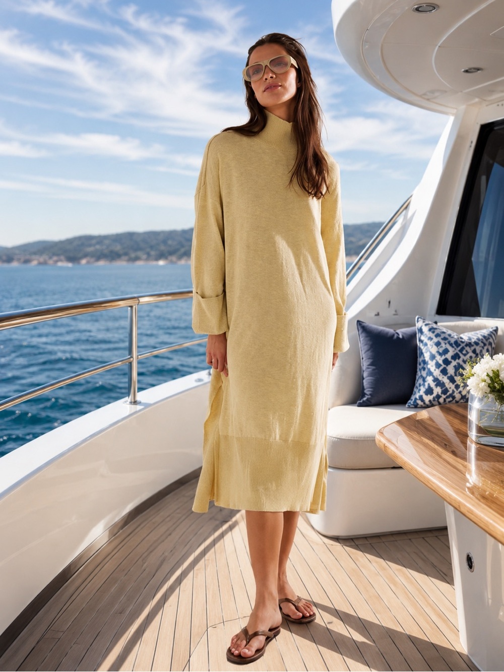 FREE PEOPLE OVERSIZED TURTLENECK LONG SLEEVE MIDI SWEATER DRESS LEMONGRASS SZ M